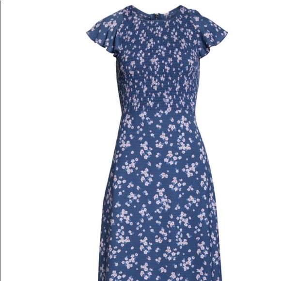 Ali & Jay Smocked Floral Midi Dress blue size Large - Picture 3 of 15